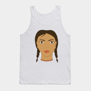 A girl with two braids. Art. Tank Top